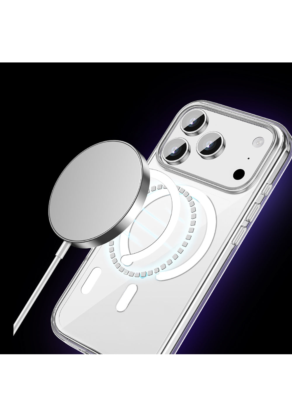 Apple iPhone 17 Pro Kılıf Manyetik Şarj Uyumlu Transparan Sert PC Wlons Pita Kapak