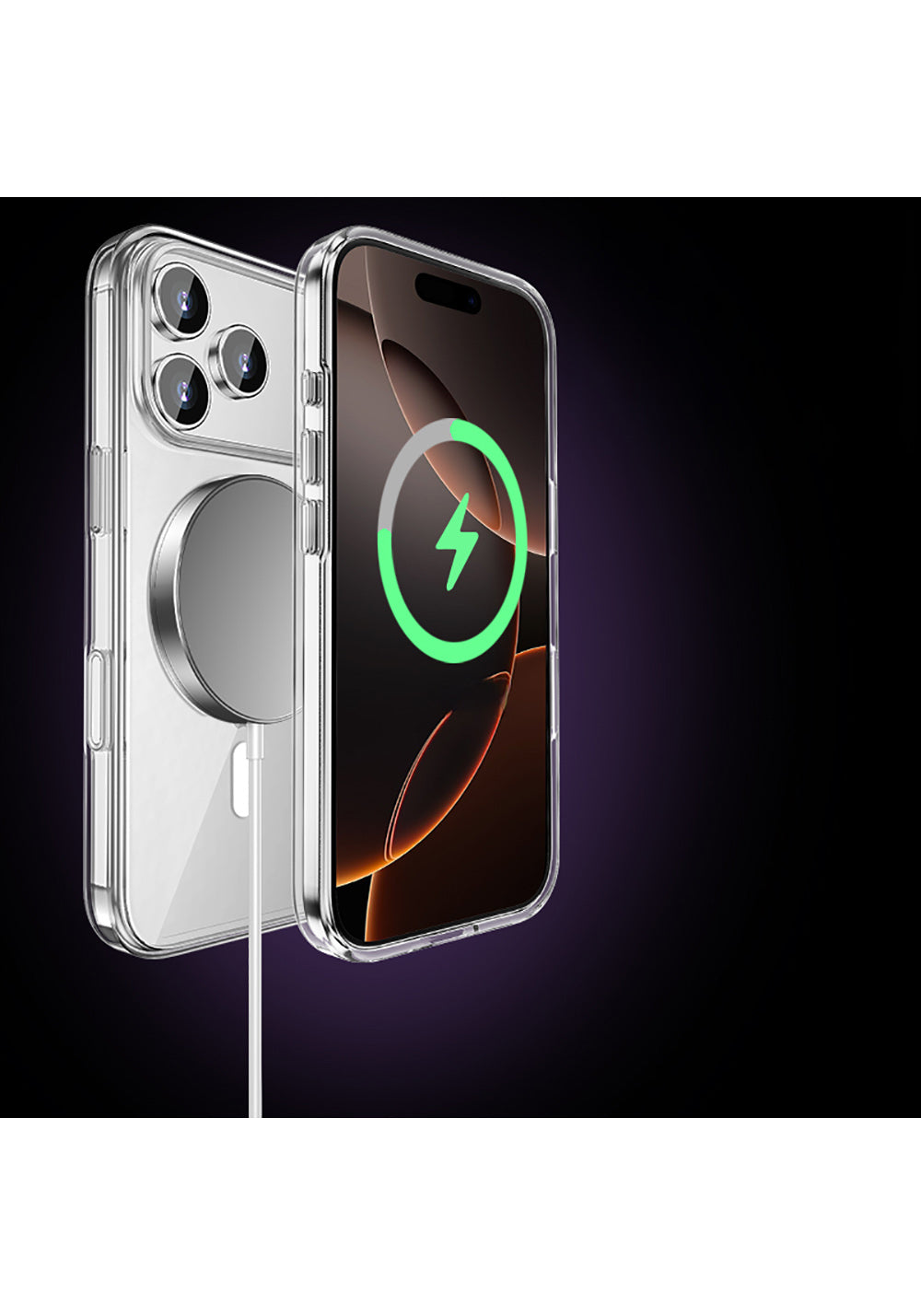 Apple iPhone 17 Pro Kılıf Manyetik Şarj Uyumlu Transparan Sert PC Wlons Pita Kapak