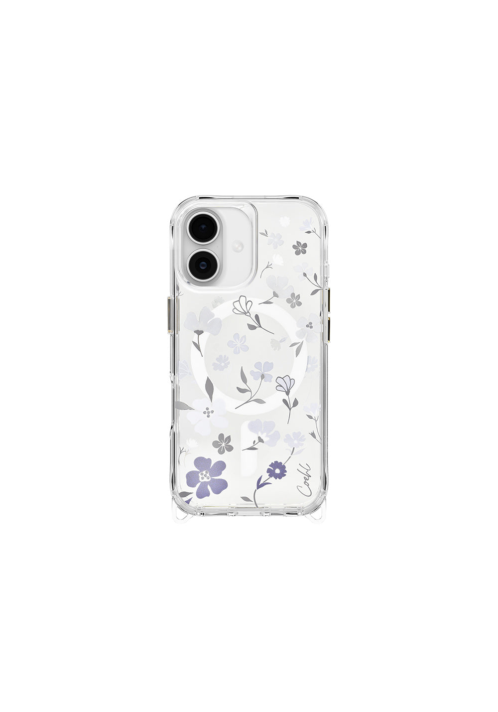 Apple iPhone 17 Kılıf Manyetik Şarj Uyumlu Şeffaf Arka Yüzey Çiçekli Coehl Amara Kapak
