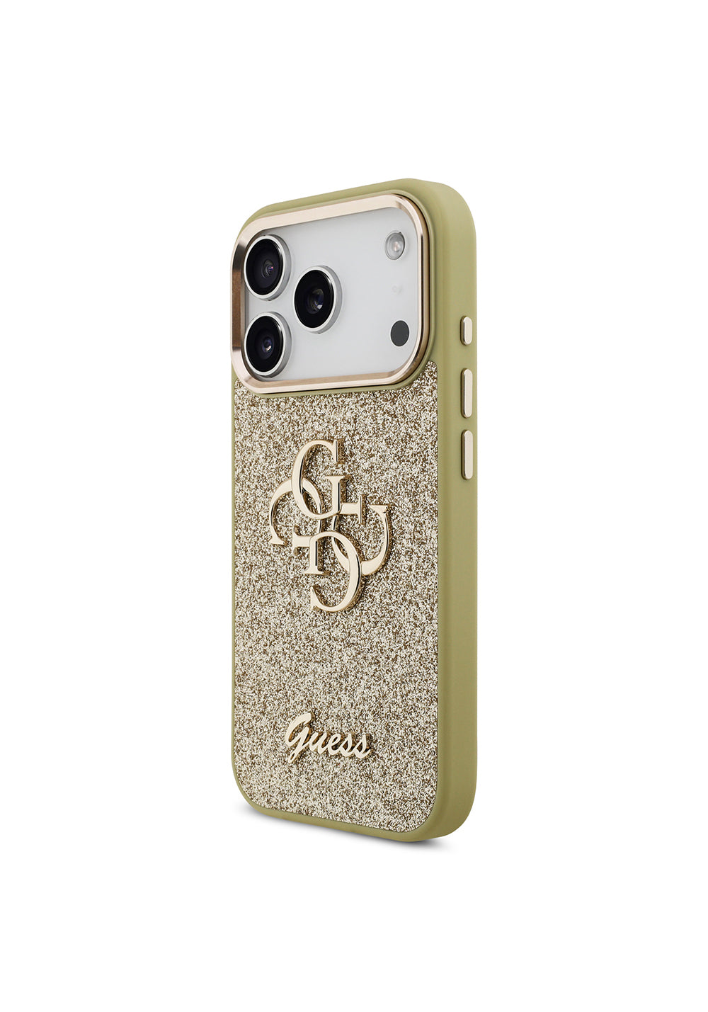 Apple iPhone 17 Pro Kılıf Guess Orijinal Lisanslı 4G Büyük Metal Kamera Çerçeveli ve Logolu Glitter Kapak