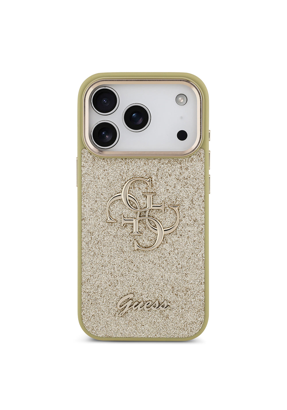 Apple iPhone 17 Pro Kılıf Guess Orijinal Lisanslı 4G Büyük Metal Kamera Çerçeveli ve Logolu Glitter Kapak