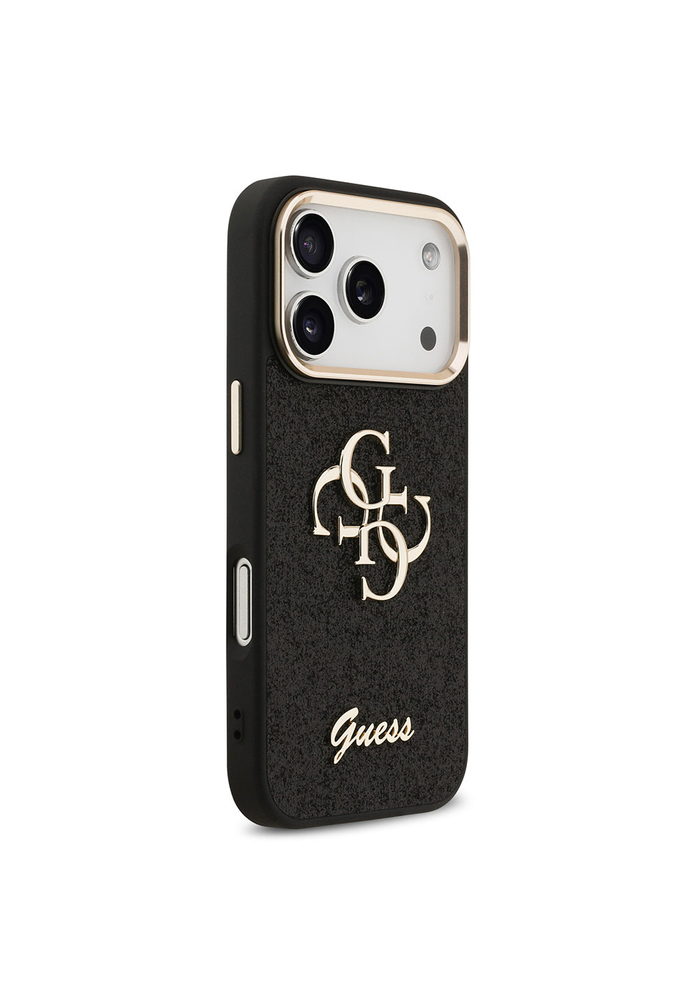Apple iPhone 17 Pro Kılıf Guess Orijinal Lisanslı 4G Büyük Metal Kamera Çerçeveli ve Logolu Glitter Kapak