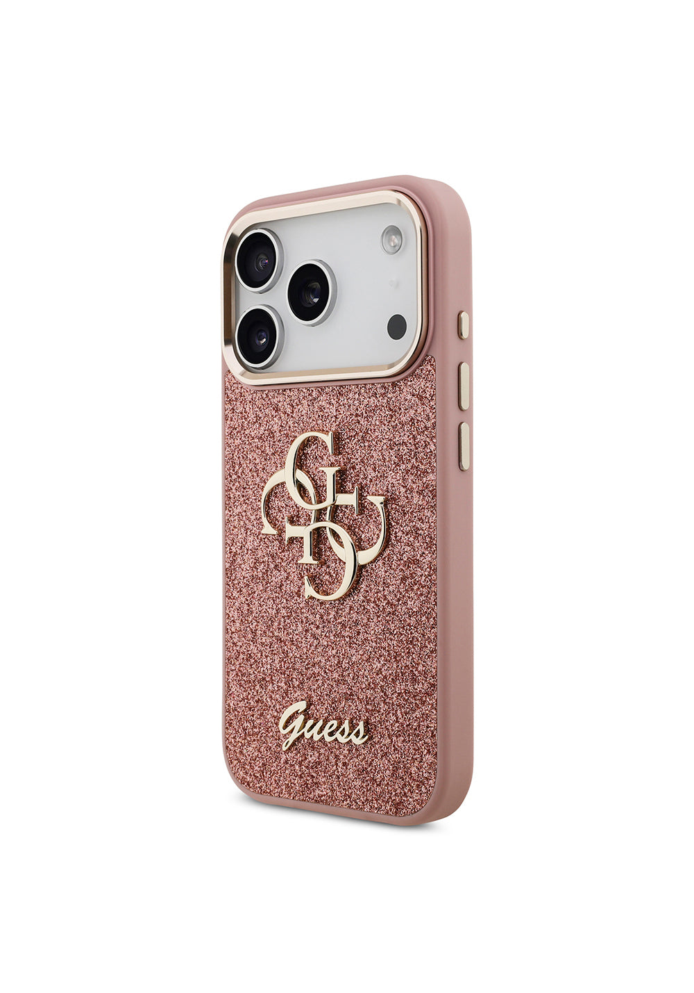 Apple iPhone 17 Pro Kılıf Guess Orijinal Lisanslı 4G Büyük Metal Kamera Çerçeveli ve Logolu Glitter Kapak
