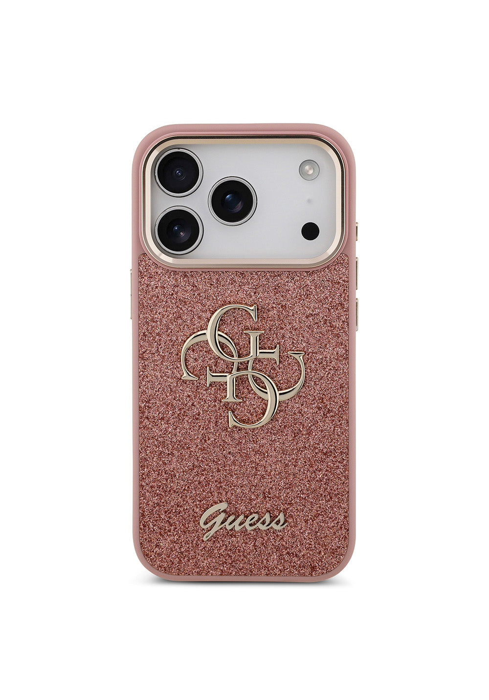 Apple iPhone 17 Pro Kılıf Guess Orijinal Lisanslı 4G Büyük Metal Kamera Çerçeveli ve Logolu Glitter Kapak