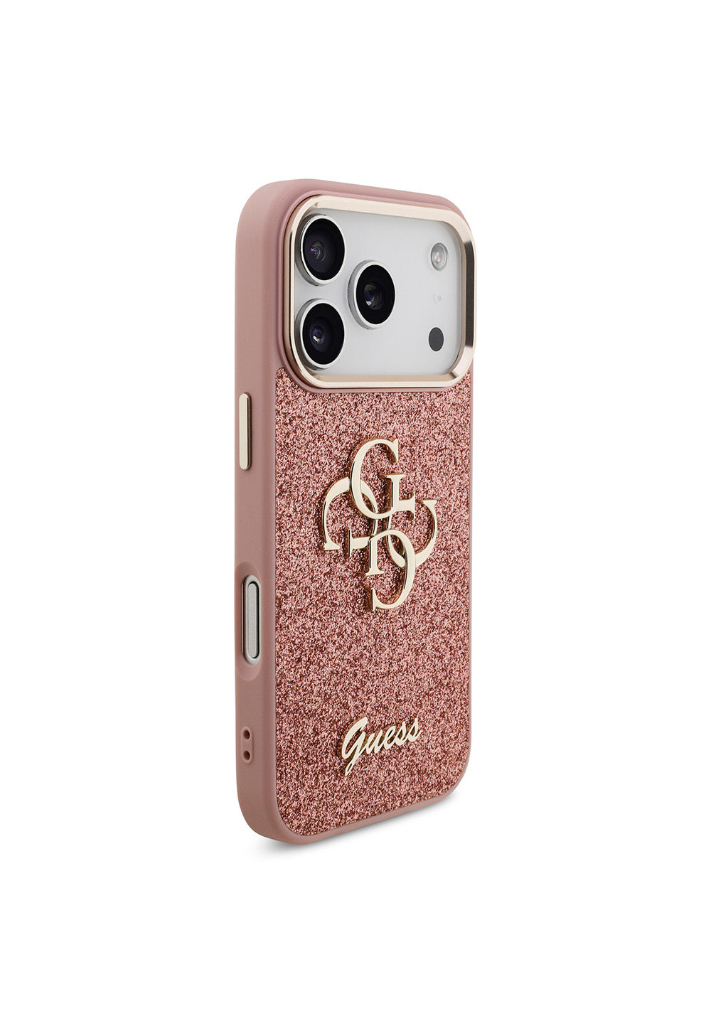 Apple iPhone 17 Pro Kılıf Guess Orijinal Lisanslı 4G Büyük Metal Kamera Çerçeveli ve Logolu Glitter Kapak