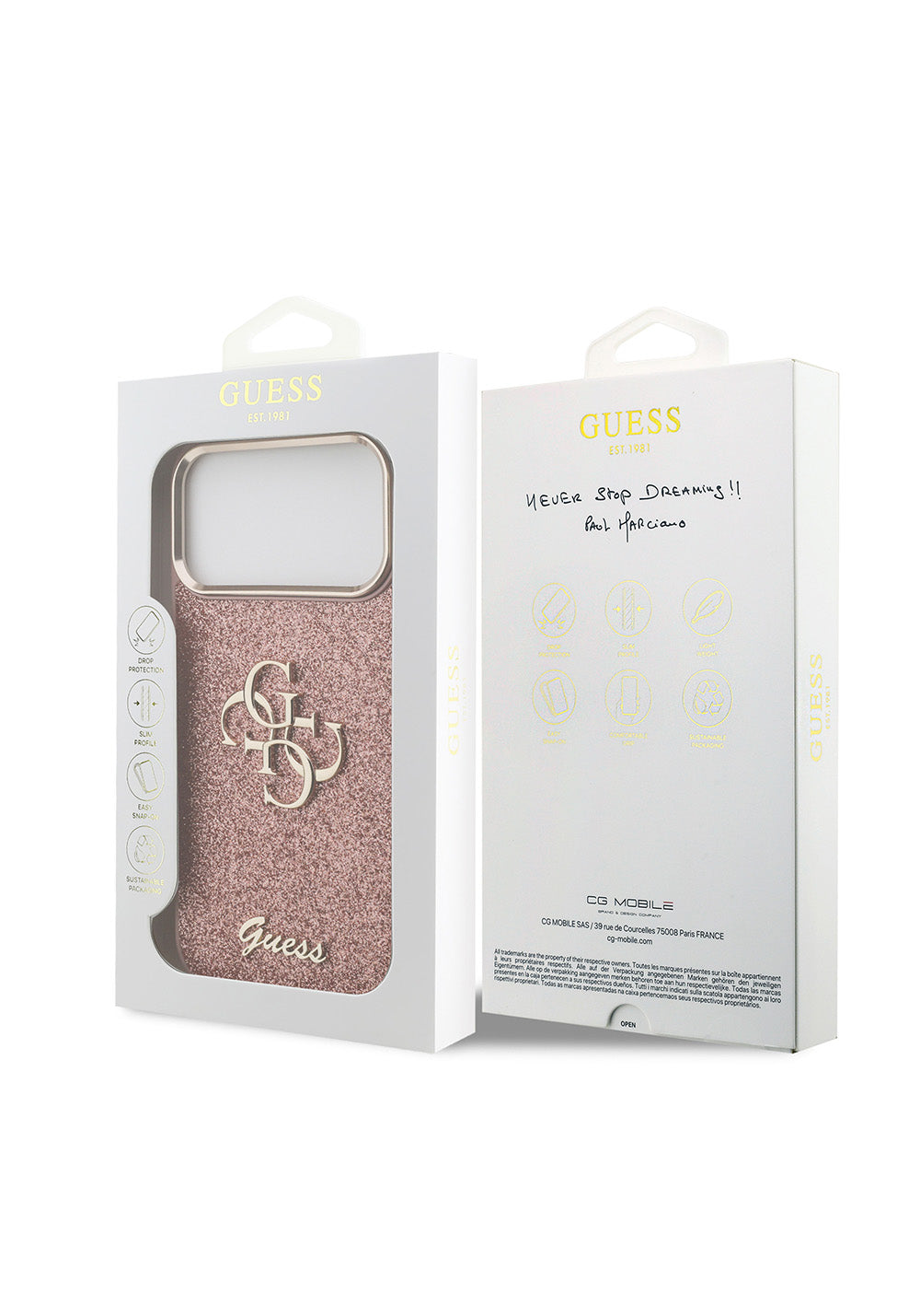 Apple iPhone 17 Pro Max Kılıf Guess Orijinal Lisanslı 4G Büyük Metal Kamera Çerçeveli ve Logolu Glitter Kapak