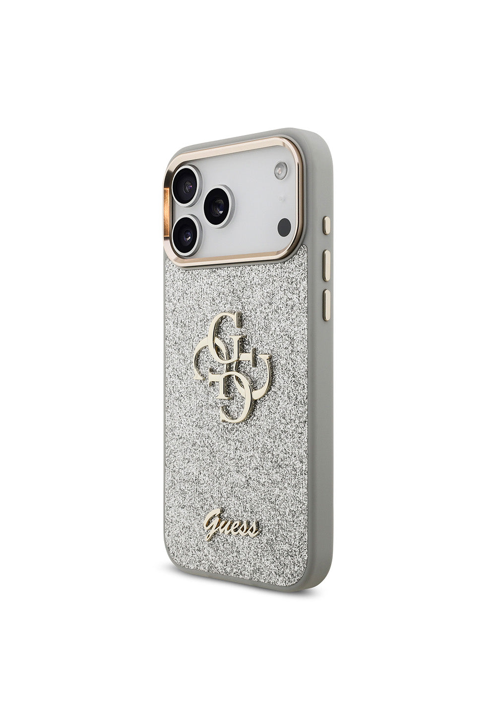 Apple iPhone 17 Pro Max Kılıf Guess Orijinal Lisanslı 4G Büyük Metal Kamera Çerçeveli ve Logolu Glitter Kapak