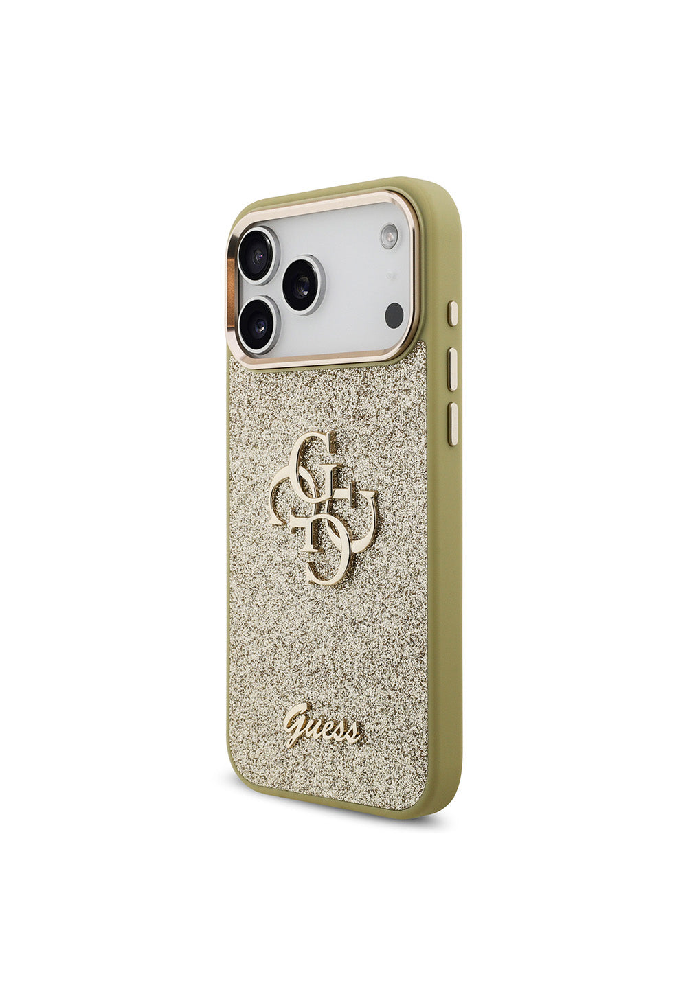 Apple iPhone 17 Pro Max Kılıf Guess Orijinal Lisanslı 4G Büyük Metal Kamera Çerçeveli ve Logolu Glitter Kapak