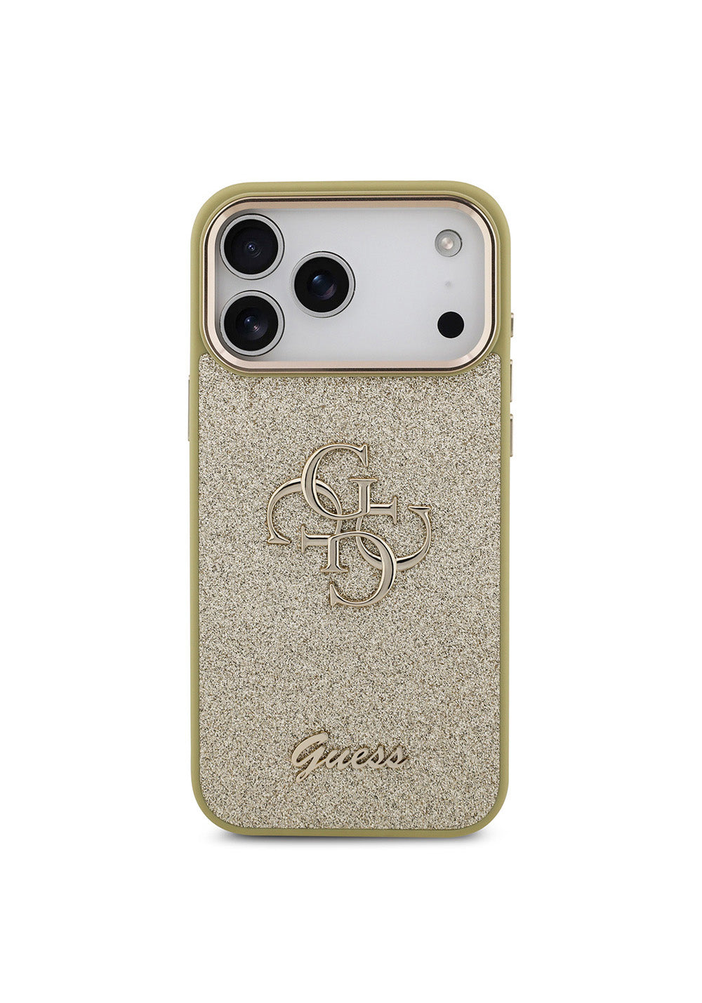 Apple iPhone 17 Pro Max Kılıf Guess Orijinal Lisanslı 4G Büyük Metal Kamera Çerçeveli ve Logolu Glitter Kapak