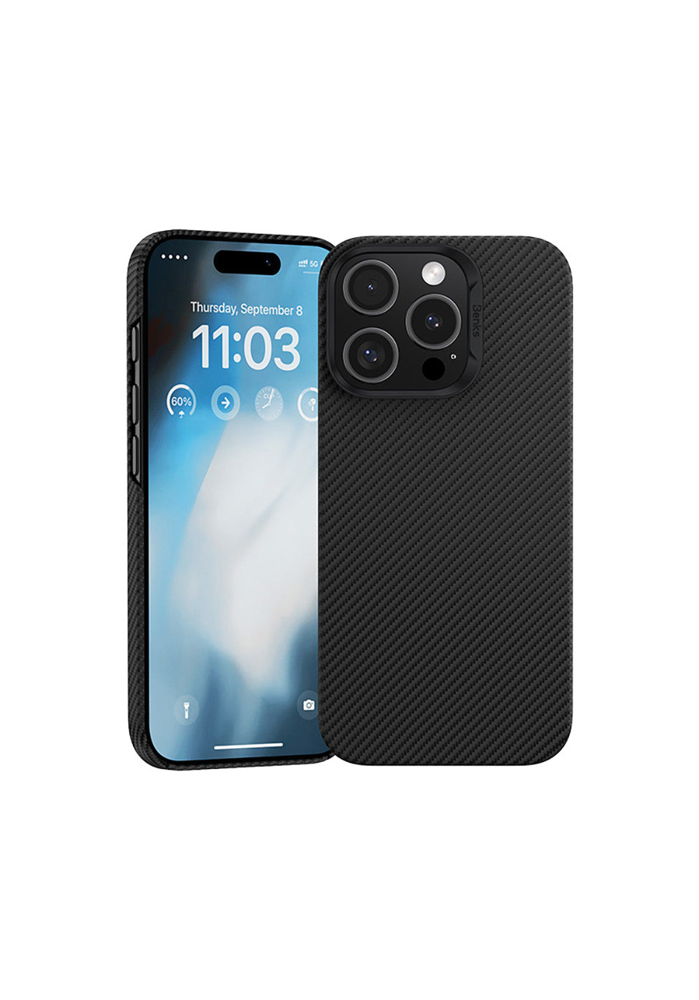 Apple iPhone 16 Pro Kılıf Benks Manyetik Şarj Uyumlu Metal Kamera Çerçeveli Magnetik ArmorAir 600D Kevlar Karbon Fiber Kapak