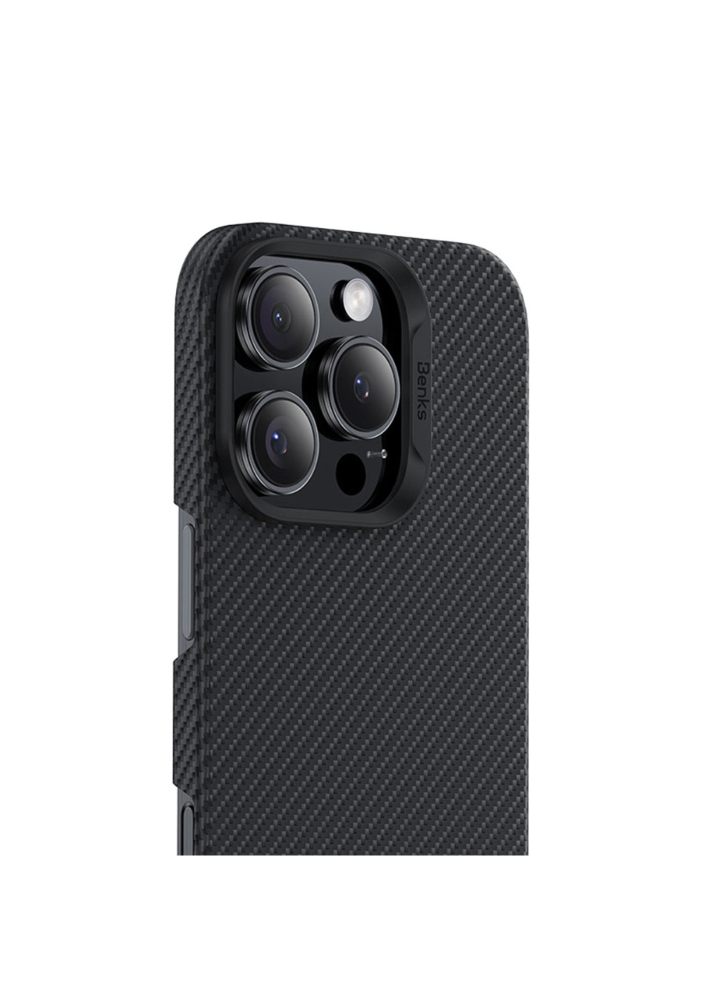 Apple iPhone 16 Pro Kılıf Benks Manyetik Şarj Uyumlu Metal Kamera Çerçeveli Magnetik ArmorAir 600D Kevlar Karbon Fiber Kapak