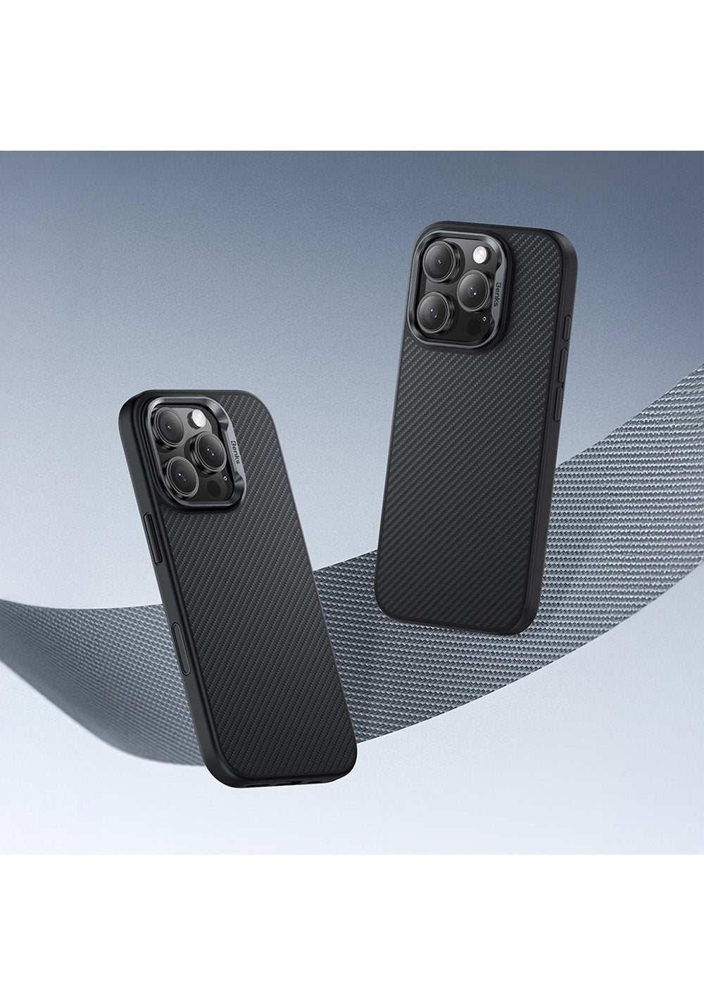 Apple iPhone 16 Pro Kılıf Karbon Fiber Manyetik Şarj Uyumlu Kamerra Kontrol Butonlu Benks Hybrid ArmorPro 600D Kevlar Kapak