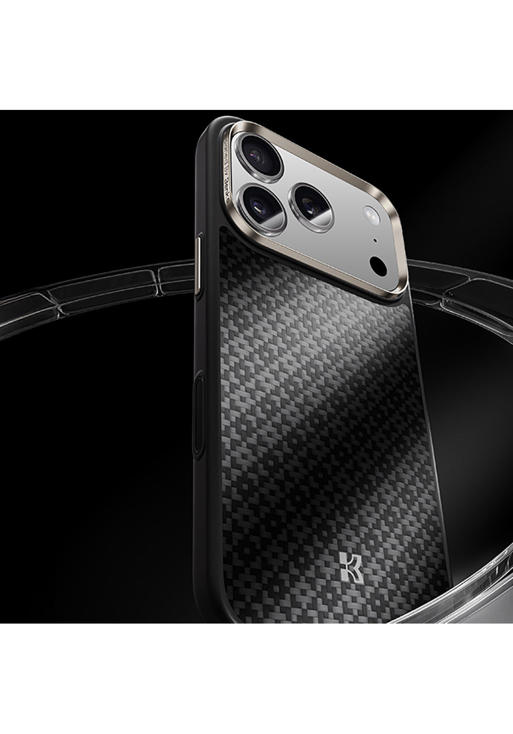 Apple iPhone 17 Pro Max Kılıf M-Safe Şarj Özellikli Benks ArmorPro ArmorGrid Serisi Kevlar Karbon Kapak