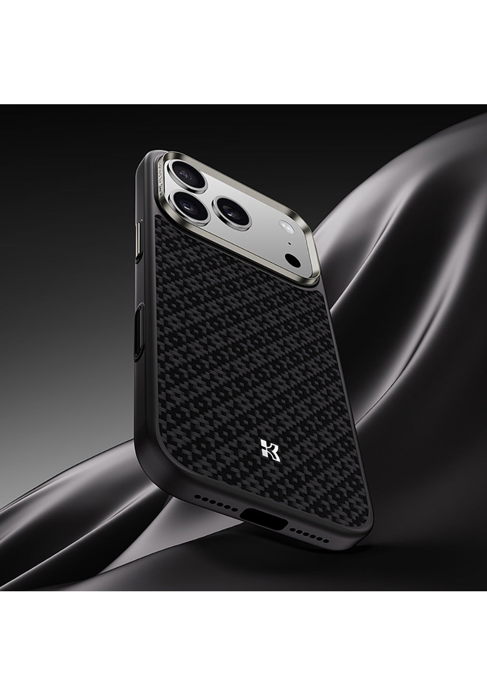 Apple iPhone 17 Pro Max Kılıf M-Safe Şarj Özellikli Benks ArmorPro ArmorGrid Serisi Kevlar Karbon Kapak