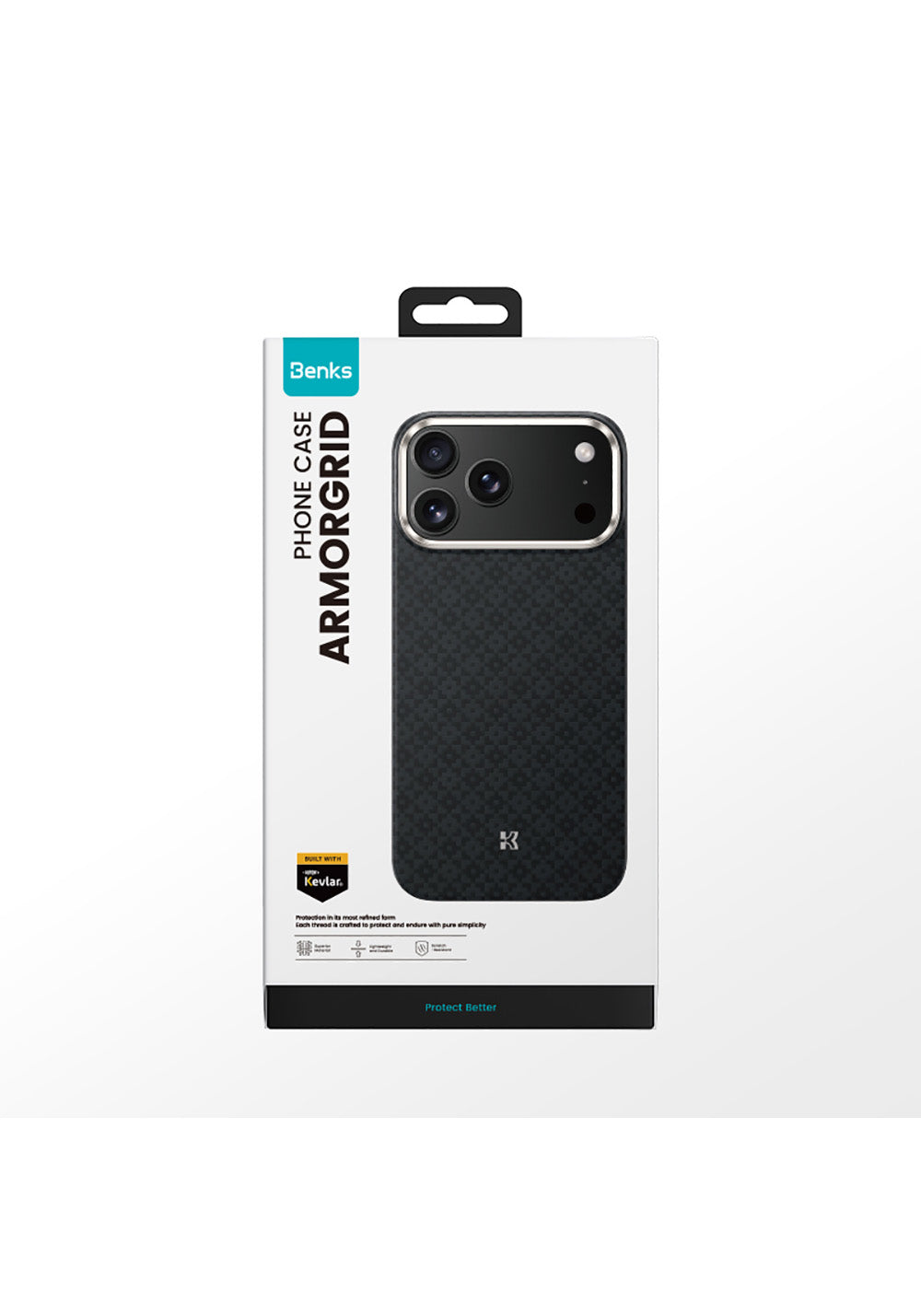 Apple iPhone 17 Pro Max Kılıf M-Safe Şarj Özellikli Benks ArmorPro ArmorGrid Serisi Kevlar Karbon Kapak