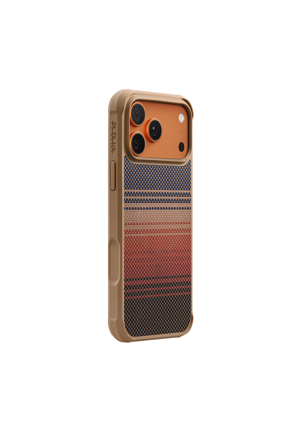Apple iPhone 17 Pro Kılıf Manyetik Şarj Uyumlu Pitaka Tactile Woven Sunset-Moonrise Aramid Pro Guard Serisi Karbon Kapak