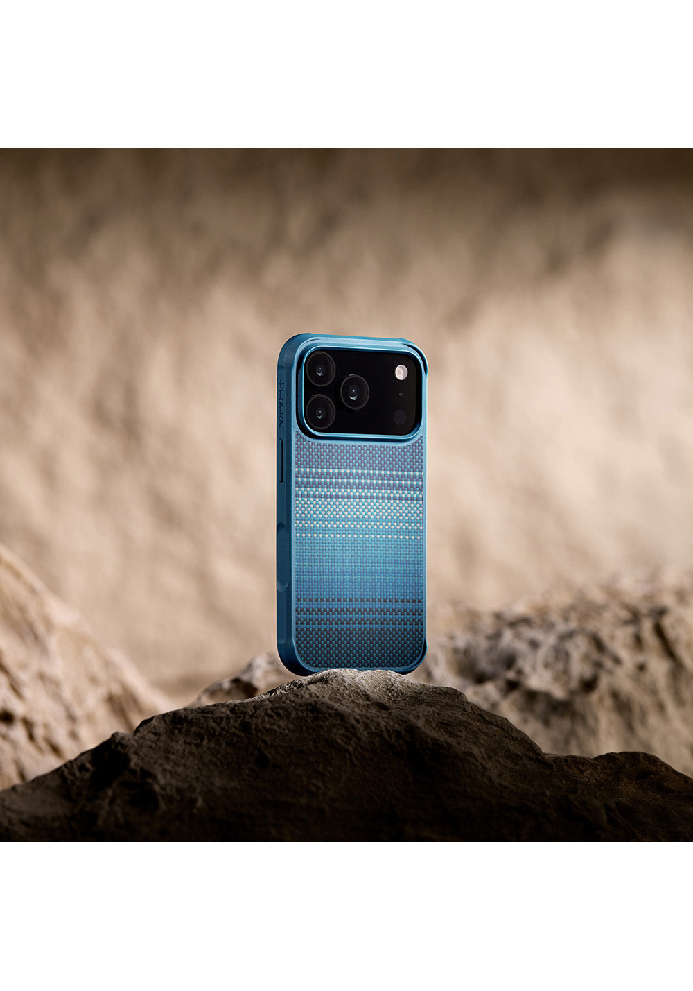 Apple iPhone 17 Pro Kılıf Manyetik Şarj Uyumlu Pitaka Tactile Woven Sunset-Moonrise Aramid Pro Guard Serisi Karbon Kapak
