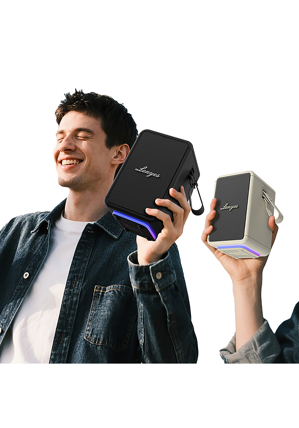Lenyes S874 Su Geçirmez Özellikli RGB Işıklı Askılı Taşınabilir TWS Bluetooth Hoparlör v5.3