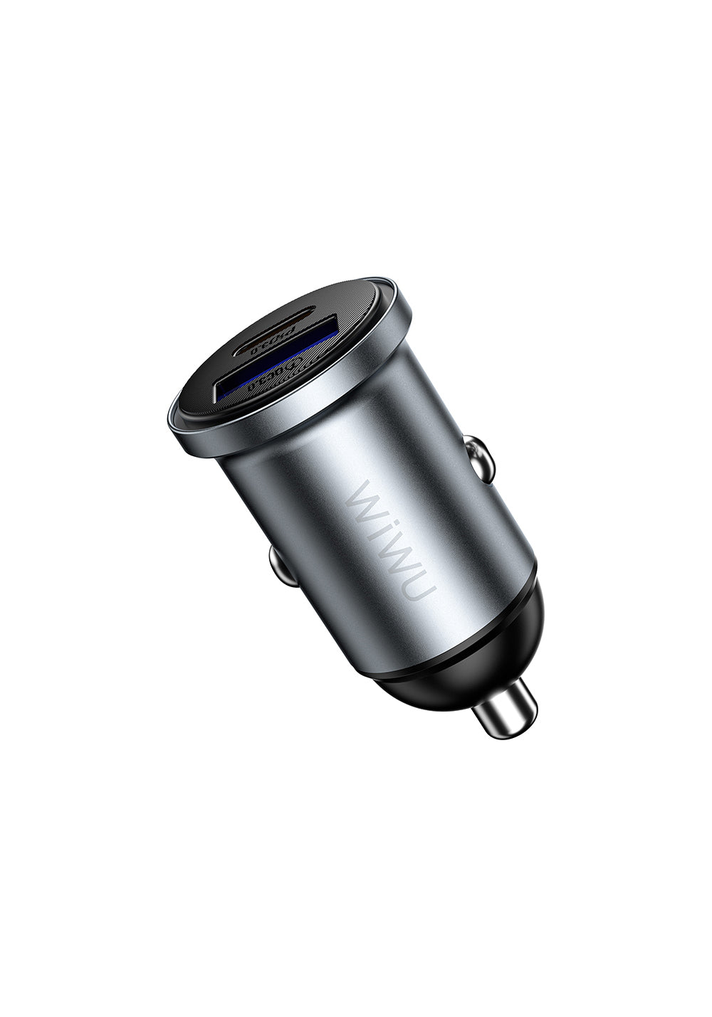 Wiwu Wi-CC030 Nano Lite Serisi Type-C + USB-A Hızlı Şarj Özellikli Akım Korumalı Araç Şarj Aleti PD ve QC3.0 35W
