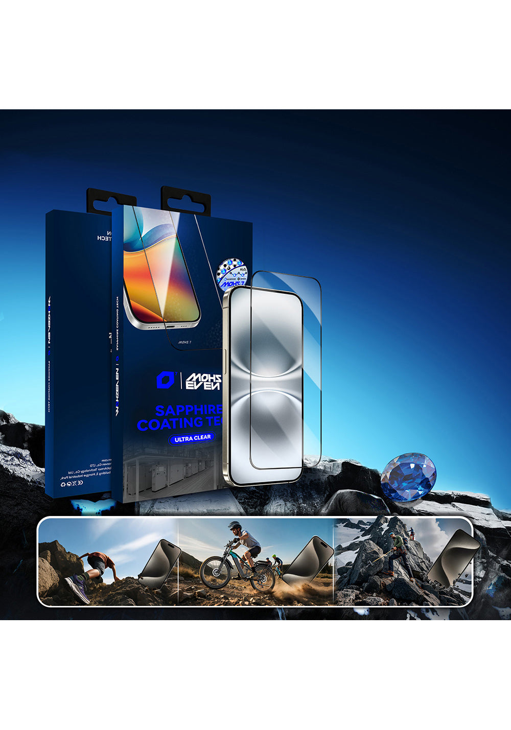 Apple iPhone 16 Plus Mohseven Safir Coating HD Temperli Cam Ekran Koruyucu