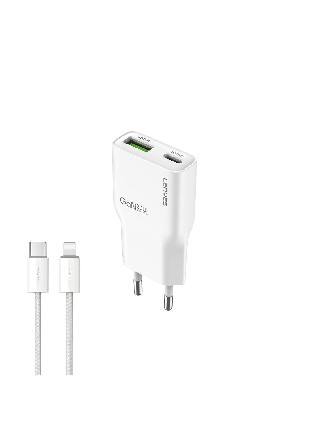 Lenyes LCH11 Serisi Type-C to Lightning GaN Teknolojili PD Hızlı Şarj Özellikli Kablolu Şarj Seti 20W