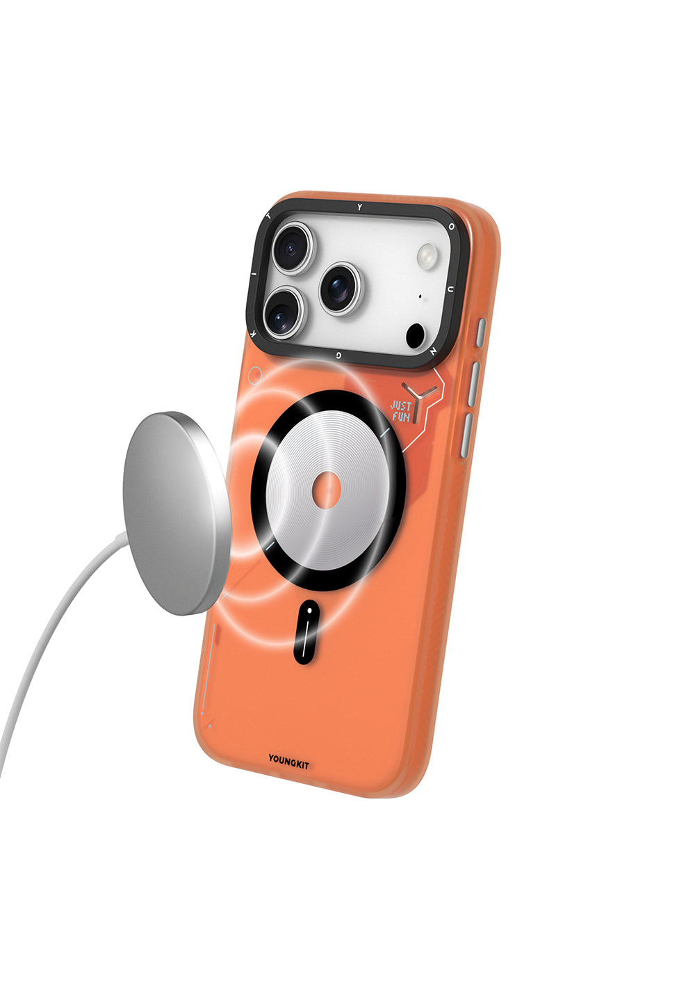 Apple iPhone 17 Pro Kılıf Manyetik Şarj Uyumlu Disk Desenli Youngkit Disc Battle Kapak