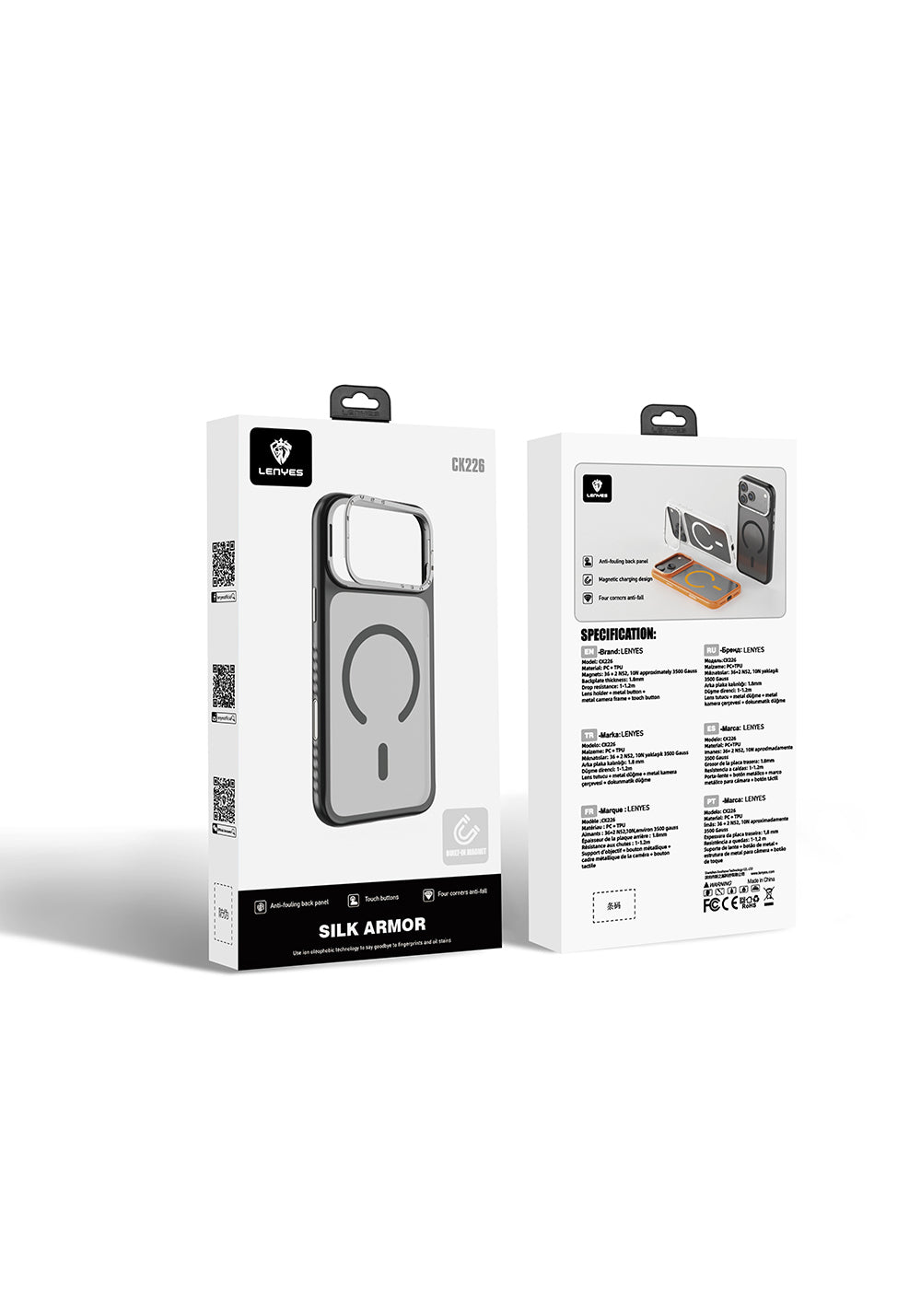Apple iPhone 17 Pro Kılıf Manyetik Şarj Uyumlu Metal Kamera Standlı Lenyes CK226 PC Kapak