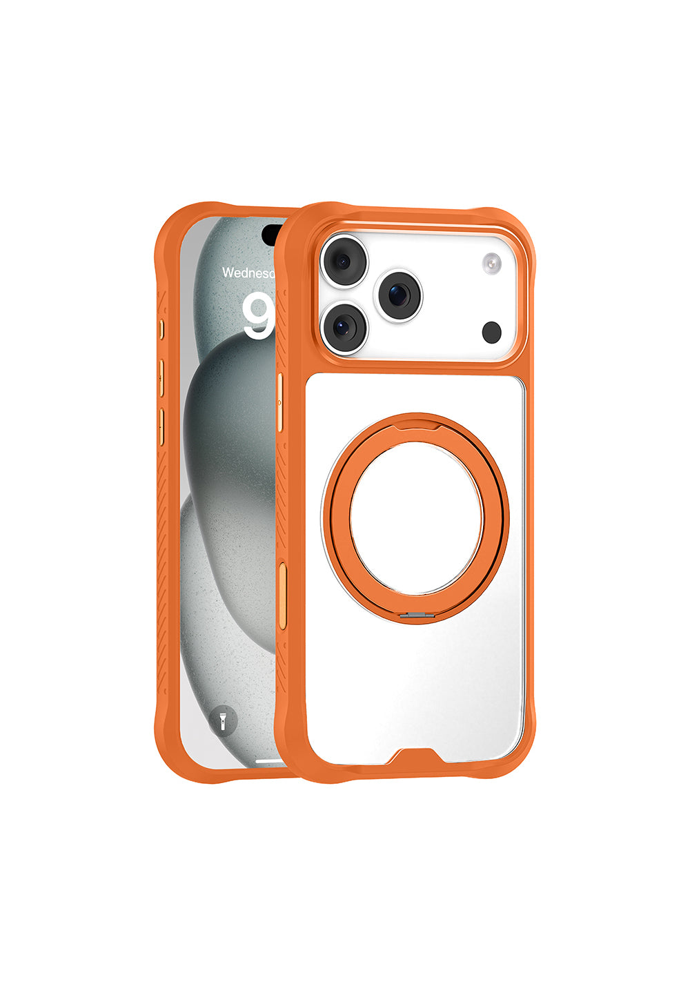 Apple iPhone 17 Pro Kılıf Manyetik Şarj Uyumlu Parmak Ring Standlı Airbag Tasarımlı Mutural Obsidian Serisi Kapak