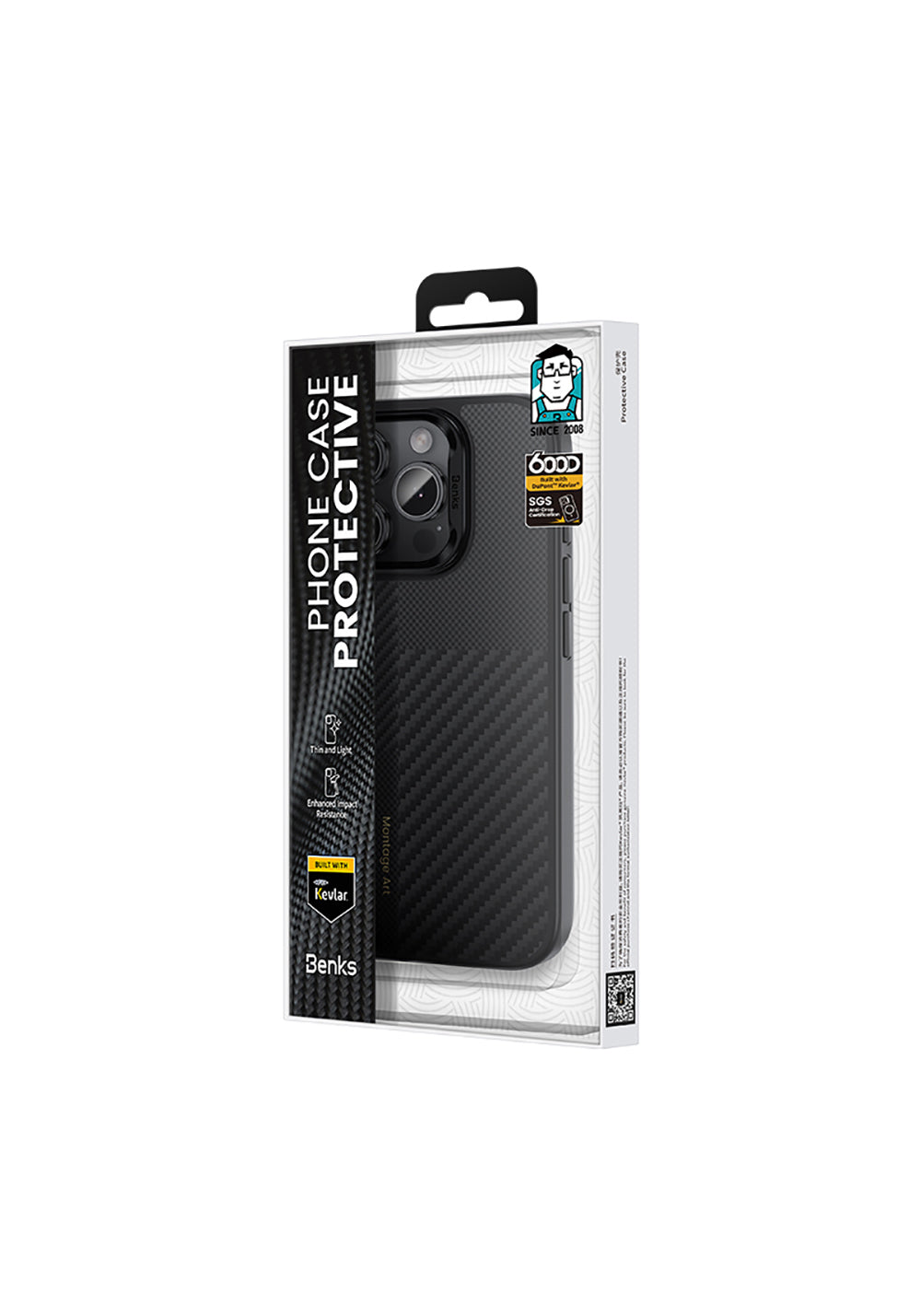Apple iPhone 16 Pro Max Kılıf Karbon Fiber Manyetik Şarj Uyumlu Kamera Kontrol Butonlu Benks Hybrid ArmorPro Montage Kevlar Kapak
