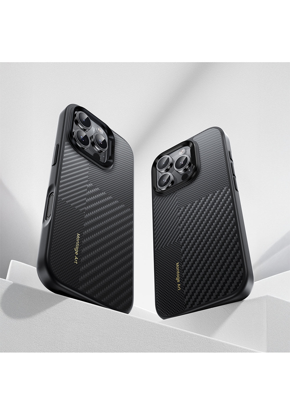 Apple iPhone 16 Pro Max Kılıf Karbon Fiber Manyetik Şarj Uyumlu Kamera Kontrol Butonlu Benks Hybrid ArmorPro Montage Kevlar Kapak