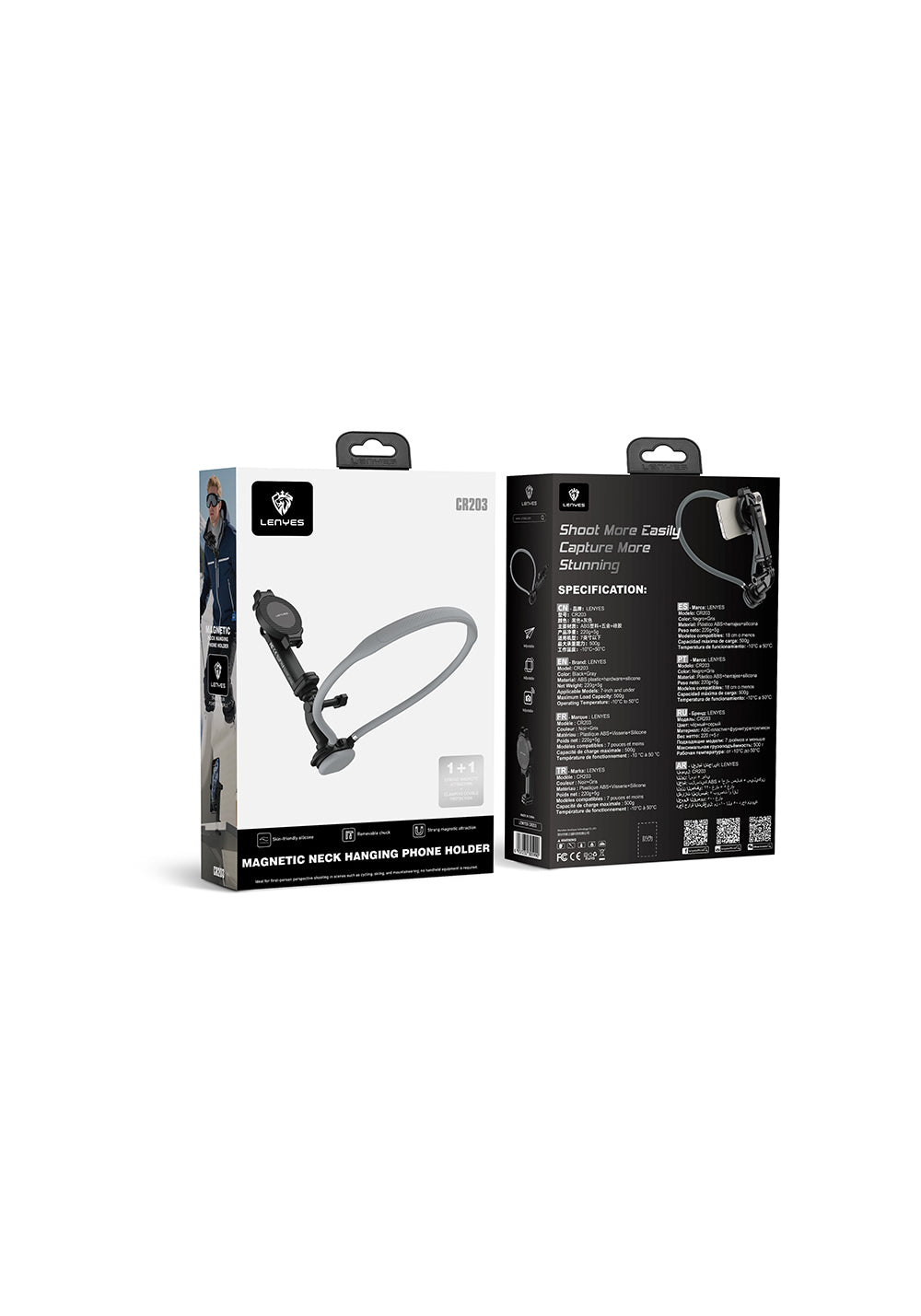 Lenyes CR203 2in1 Eller Serbest Magnetik Boyun Askılı Telefon Tutucu