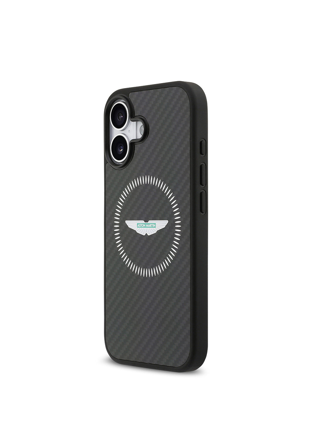 Apple iPhone 17 Kılıf Aston Martin Orijinal Lisanslı Manyetik Şarj Uyumlu Karbon Fiber Kapak