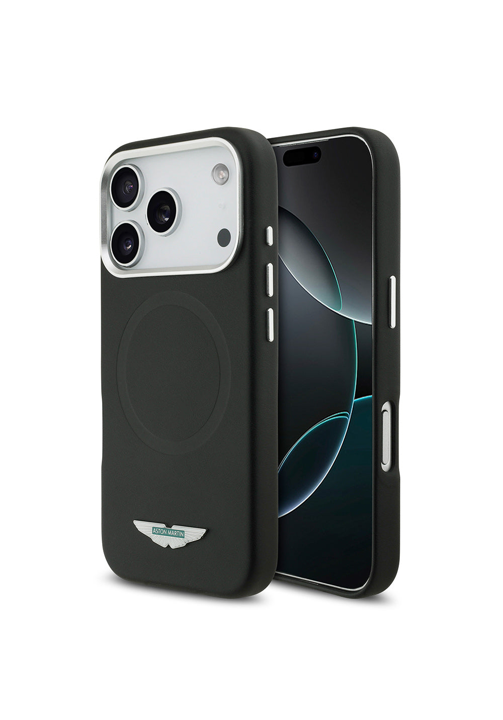 Apple iPhone 17 Pro Kılıf Aston Martin Orijinal Lisanslı Manyetik Şarj Uyumlu Metal Logolu PU Deri Kapak