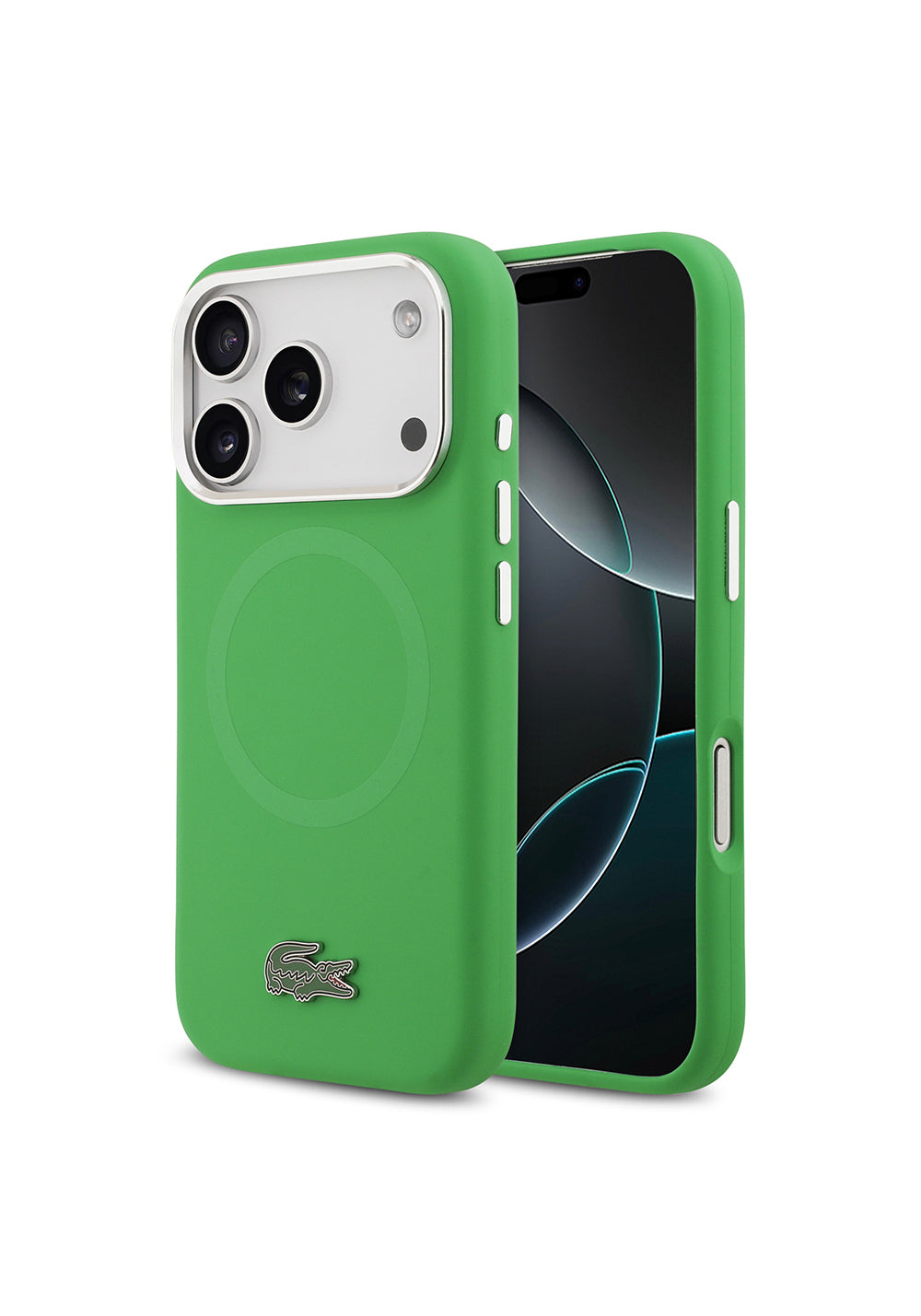 Apple iPhone 17 Pro Kılıf Lacoste Orijinal Lisanslı Manyetik Şarj Uyumlu İkonik Logolu Metal Kamera Çerçeveli Silikon Kapak