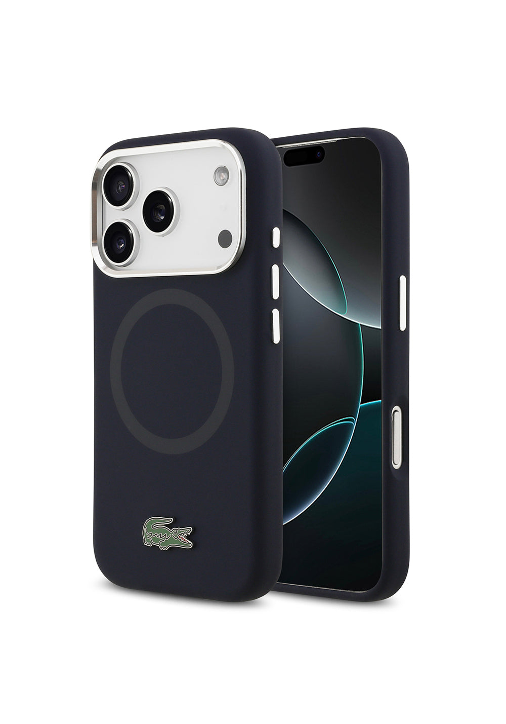 Apple iPhone 17 Pro Kılıf Lacoste Orijinal Lisanslı Manyetik Şarj Uyumlu İkonik Logolu Metal Kamera Çerçeveli Silikon Kapak