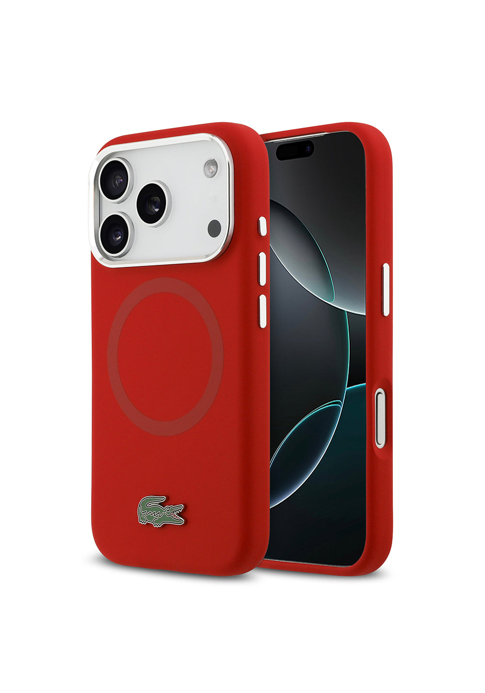 Apple iPhone 17 Pro Kılıf Lacoste Orijinal Lisanslı Manyetik Şarj Uyumlu İkonik Logolu Metal Kamera Çerçeveli Silikon Kapak