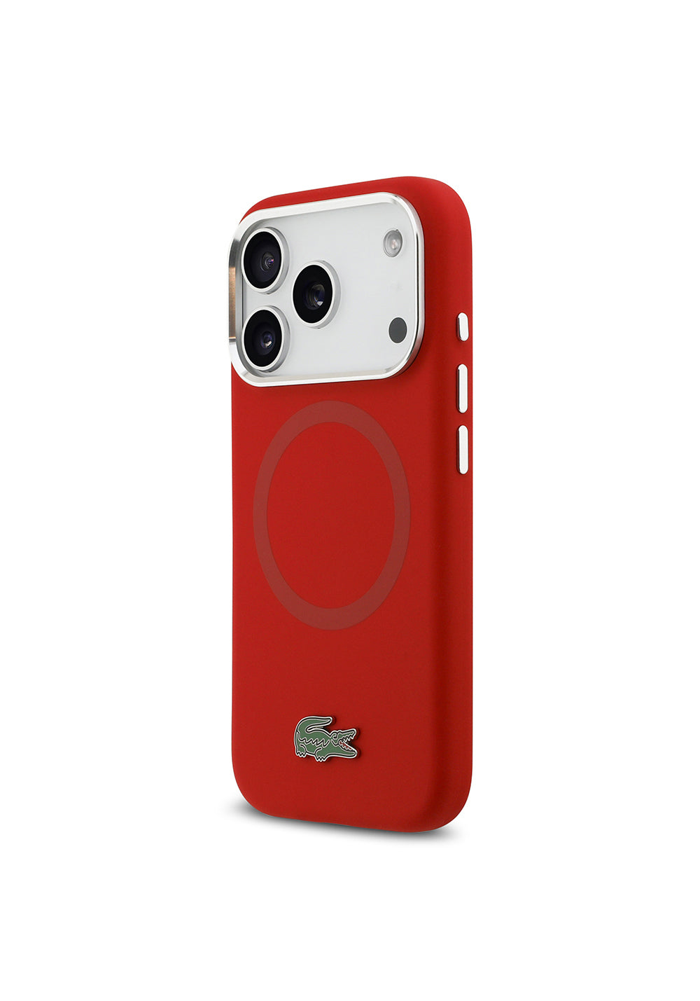 Apple iPhone 17 Pro Kılıf Lacoste Orijinal Lisanslı Manyetik Şarj Uyumlu İkonik Logolu Metal Kamera Çerçeveli Silikon Kapak