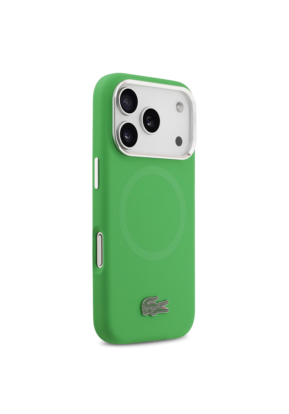 Apple iPhone 17 Pro Kılıf Lacoste Orijinal Lisanslı Manyetik Şarj Uyumlu İkonik Logolu Metal Kamera Çerçeveli Silikon Kapak