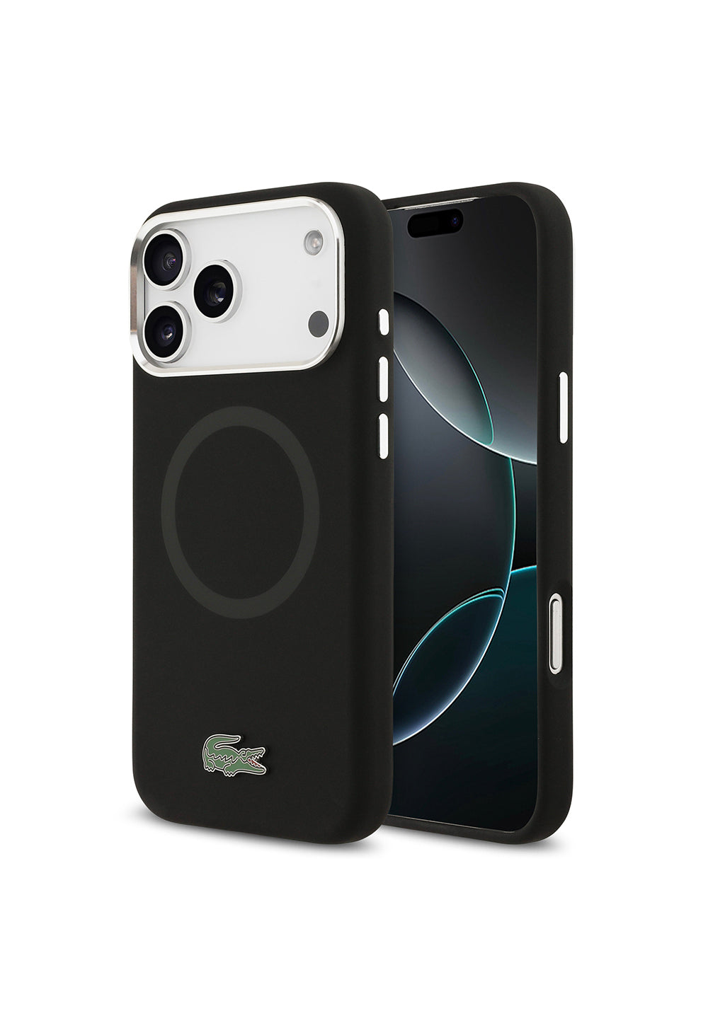 Apple iPhone 17 Pro Max Kılıf Lacoste Orijinal Lisanslı Manyetik Şarj Uyumlu İkonik Logolu Metal Kamera Çerçeveli Silikon Kapak