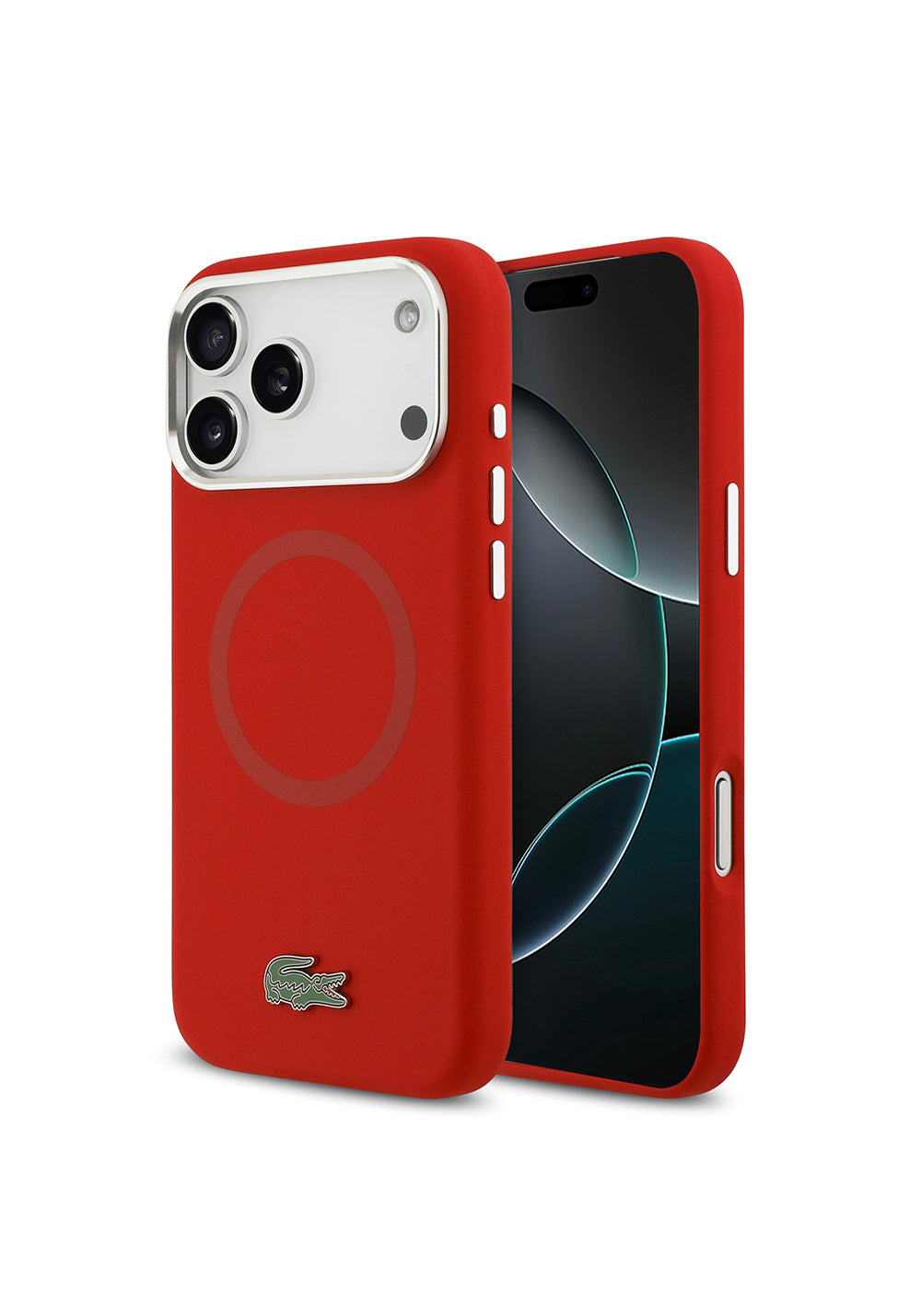 Apple iPhone 17 Pro Max Kılıf Lacoste Orijinal Lisanslı Manyetik Şarj Uyumlu İkonik Logolu Metal Kamera Çerçeveli Silikon Kapak