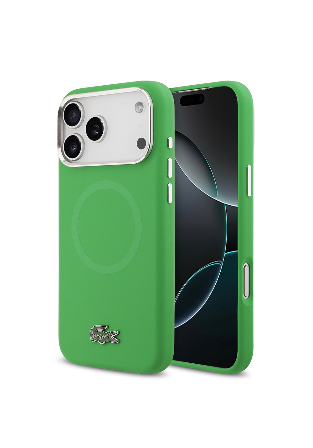 Apple iPhone 17 Pro Max Kılıf Lacoste Orijinal Lisanslı Manyetik Şarj Uyumlu İkonik Logolu Metal Kamera Çerçeveli Silikon Kapak