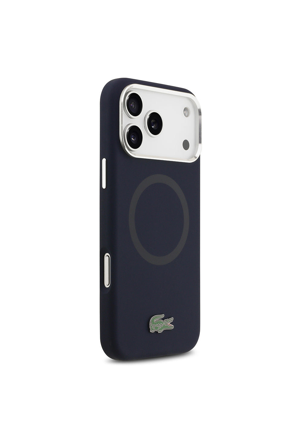 Apple iPhone 17 Pro Max Kılıf Lacoste Orijinal Lisanslı Manyetik Şarj Uyumlu İkonik Logolu Metal Kamera Çerçeveli Silikon Kapak