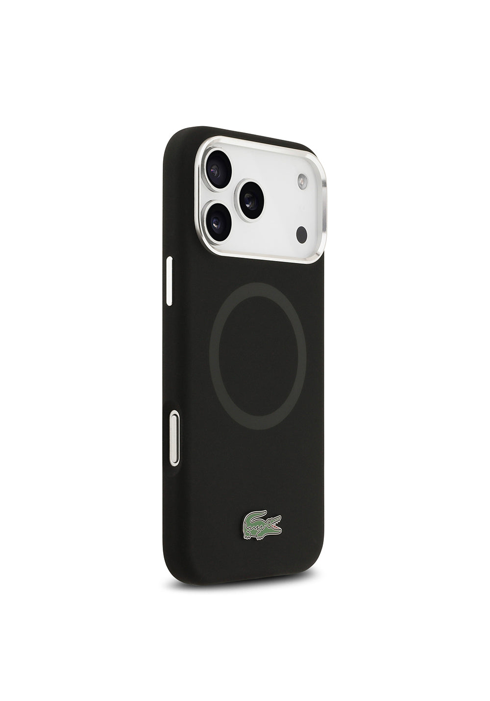 Apple iPhone 17 Pro Max Kılıf Lacoste Orijinal Lisanslı Manyetik Şarj Uyumlu İkonik Logolu Metal Kamera Çerçeveli Silikon Kapak