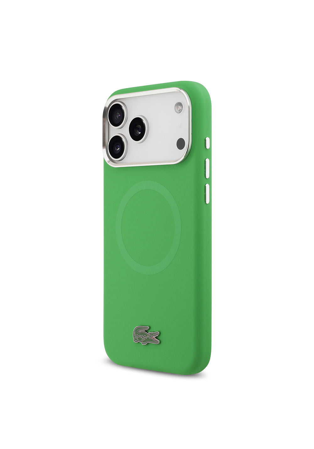 Apple iPhone 17 Pro Max Kılıf Lacoste Orijinal Lisanslı Manyetik Şarj Uyumlu İkonik Logolu Metal Kamera Çerçeveli Silikon Kapak