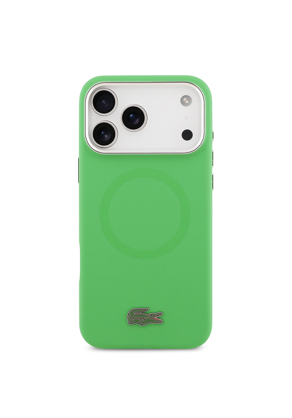Apple iPhone 17 Pro Max Kılıf Lacoste Orijinal Lisanslı Manyetik Şarj Uyumlu İkonik Logolu Metal Kamera Çerçeveli Silikon Kapak