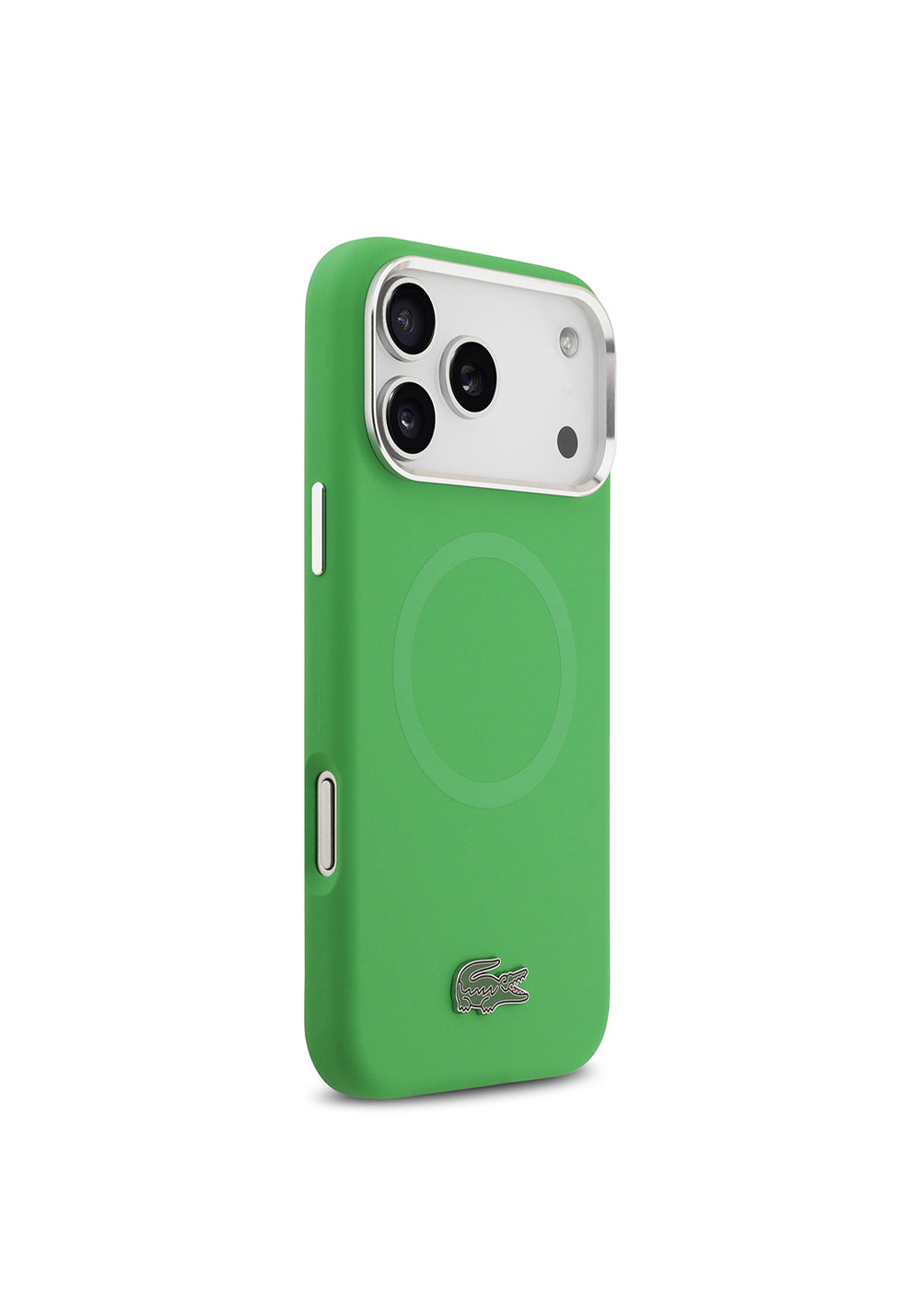 Apple iPhone 17 Pro Max Kılıf Lacoste Orijinal Lisanslı Manyetik Şarj Uyumlu İkonik Logolu Metal Kamera Çerçeveli Silikon Kapak