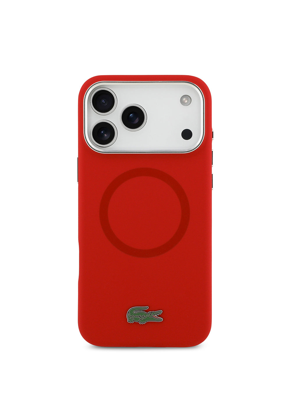 Apple iPhone 17 Pro Max Kılıf Lacoste Orijinal Lisanslı Manyetik Şarj Uyumlu İkonik Logolu Metal Kamera Çerçeveli Silikon Kapak