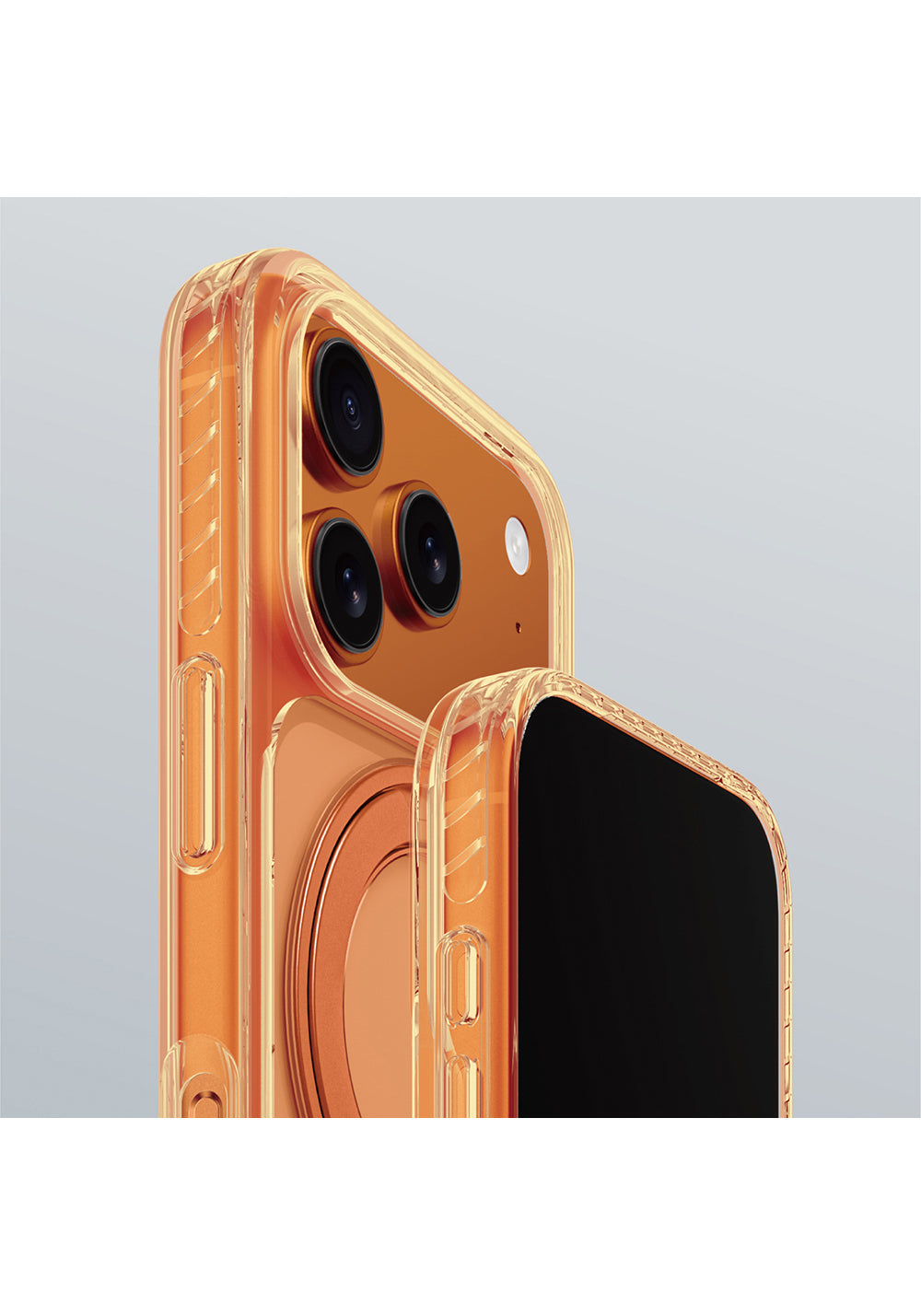 Apple iPhone 17 Pro Kılıf M-Safe Şarj Özellikli Airbag Tasarımlı Standlı AmazingThing Titan Pro MagSpin Kapak