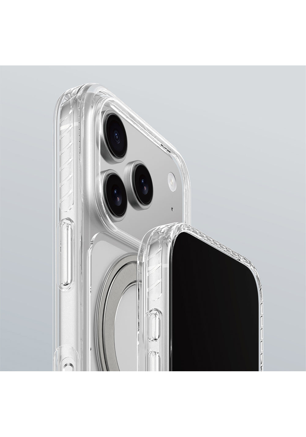 Apple iPhone 17 Pro Kılıf M-Safe Şarj Özellikli Airbag Tasarımlı Standlı AmazingThing Titan Pro MagSpin Kapak