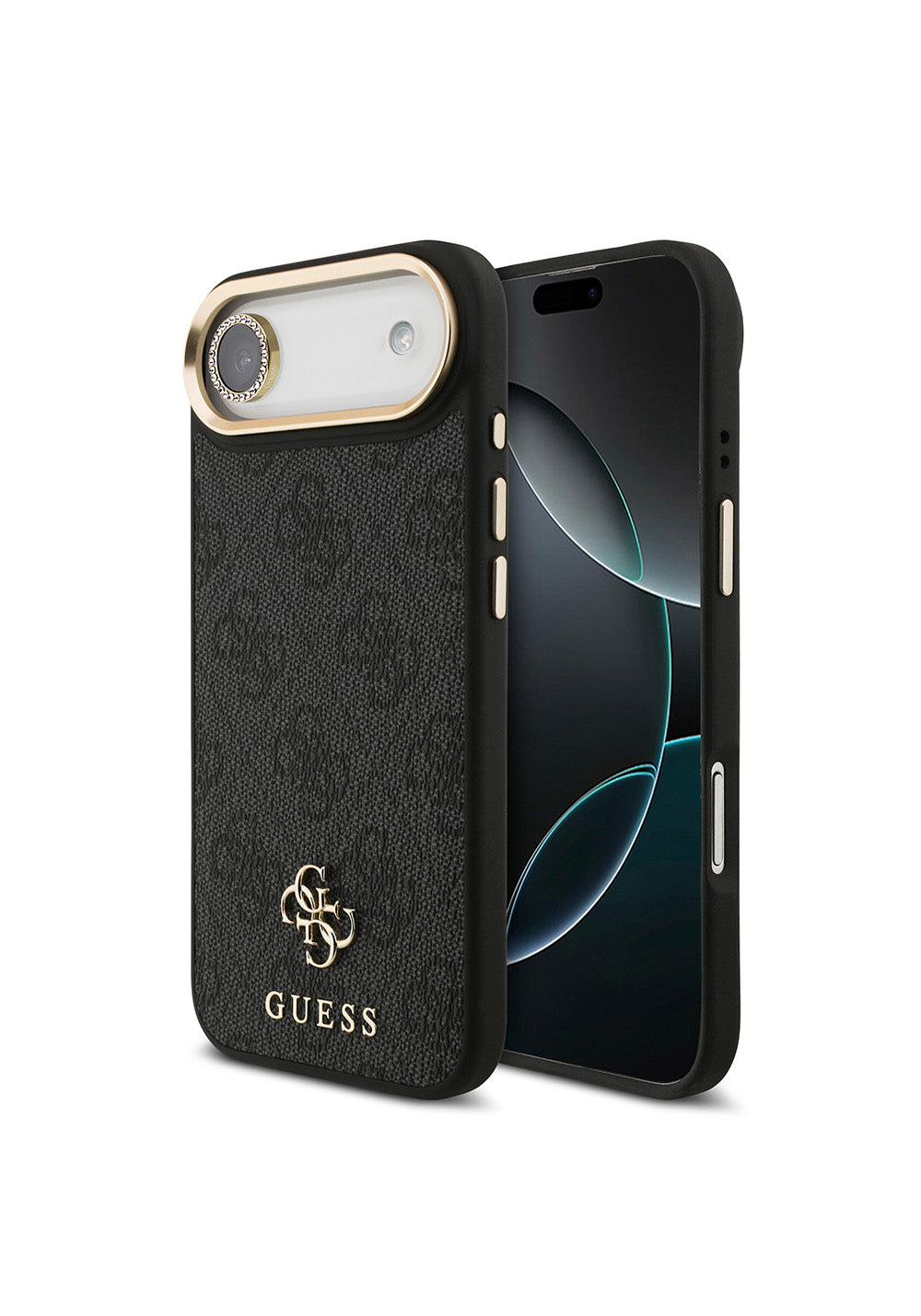 Apple iPhone 17 Air Guess Orijinal Lisanslı 4G ve Yazı Logolu Kılıf + Ekran Koruyucu + Lens Koruyucu 3in1 Aksesuar Seti